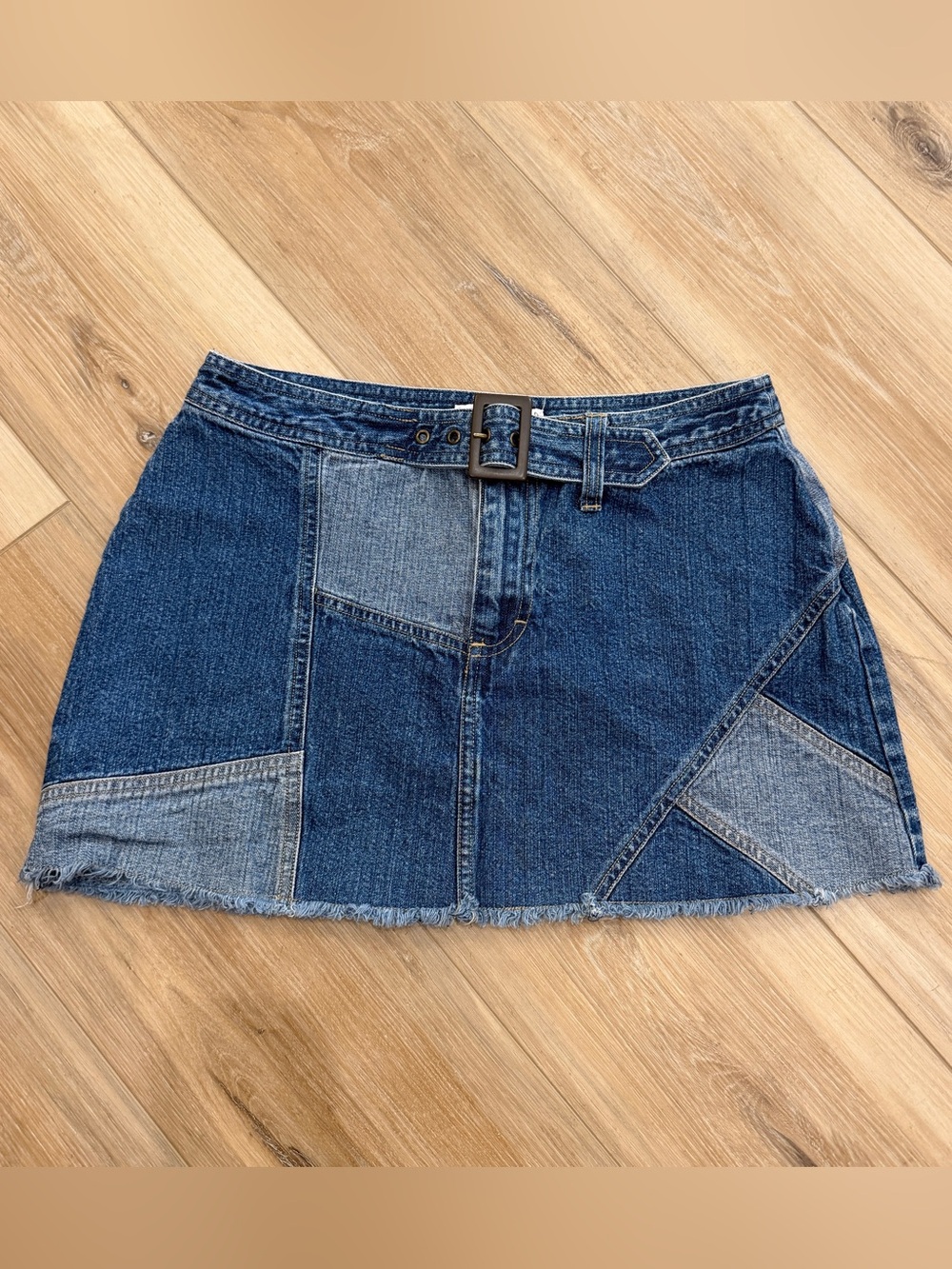 Xhilaration y2k vintage denim patchwork mini skirt